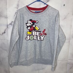 Vintage Christmas Mickey Mouse Be Jolly Sweatshirt. Size Large.